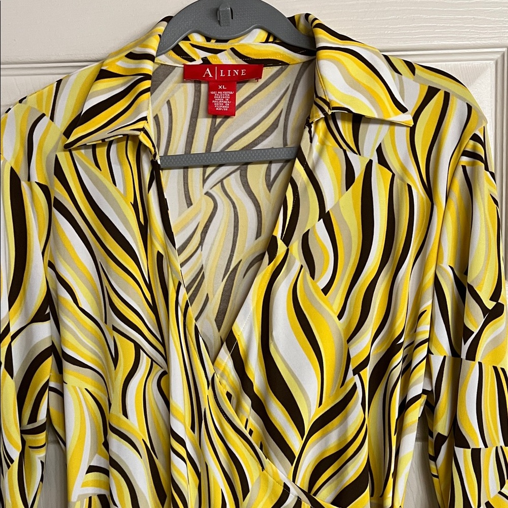 Alpine Women's Yellow and Black Wrap Dress